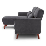 Sarantino Faux Velvet Sofa Bed Couch Lounge Chaise Cushions Dark Grey - Furniture > Sofas