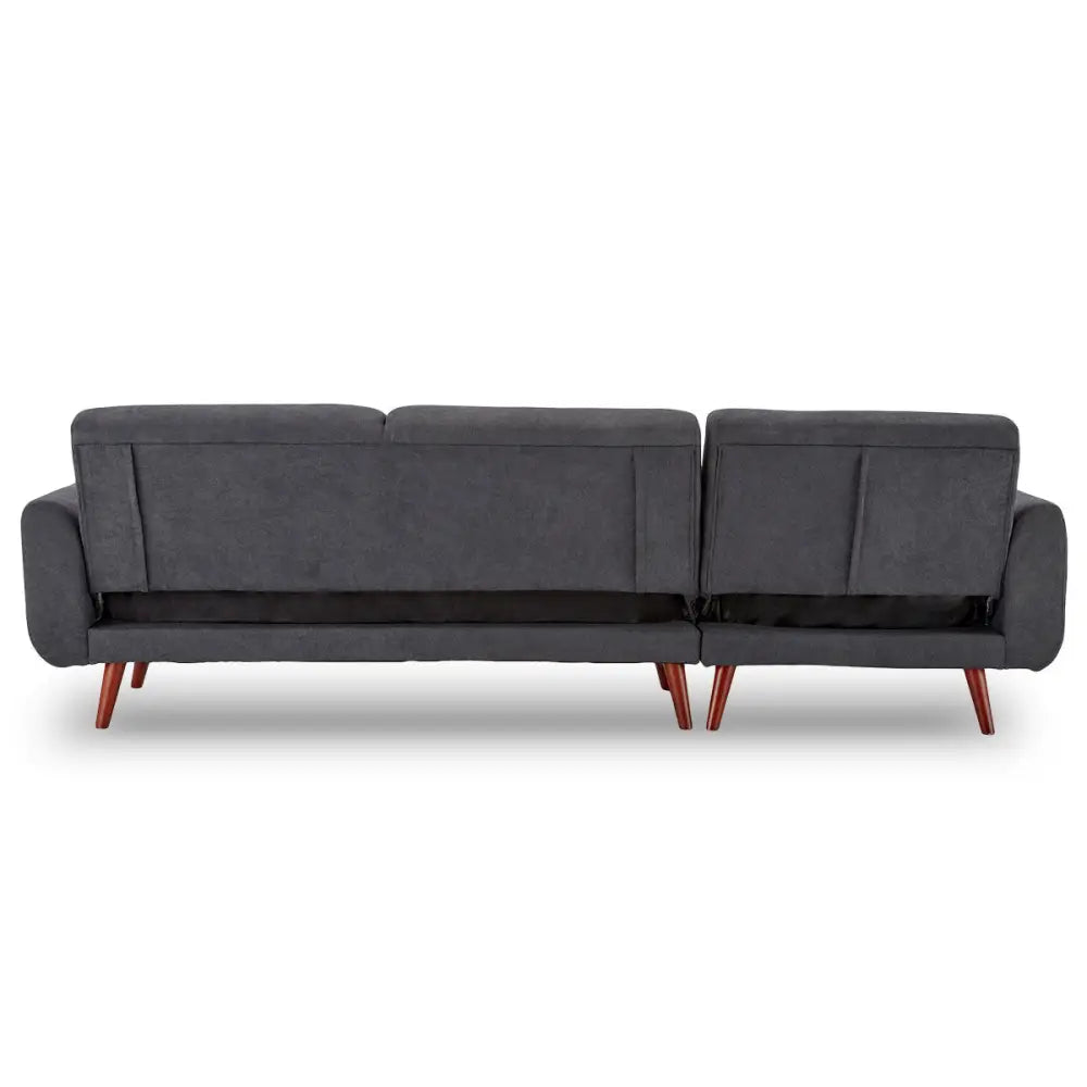 Sarantino Faux Velvet Sofa Bed Couch Lounge Chaise Cushions Dark Grey - Furniture > Sofas