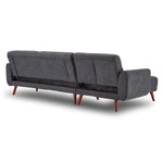 Sarantino Faux Velvet Sofa Bed Couch Lounge Chaise Cushions Dark Grey - Furniture > Sofas