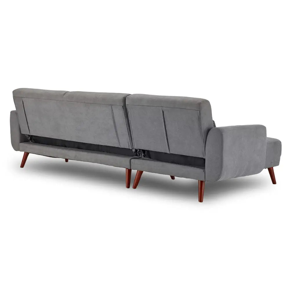 Sarantino Faux Velvet Sofa Bed Couch Lounge Chaise Cushions Light Grey - Furniture > Sofas