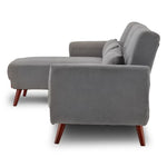 Sarantino Faux Velvet Sofa Bed Couch Lounge Chaise Cushions Light Grey - Furniture > Sofas