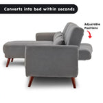 Sarantino Faux Velvet Sofa Bed Couch Lounge Chaise Cushions Light Grey - Furniture > Sofas