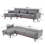 Sarantino Faux Velvet Sofa Bed Couch Lounge Chaise Cushions Light Grey - Furniture > Sofas