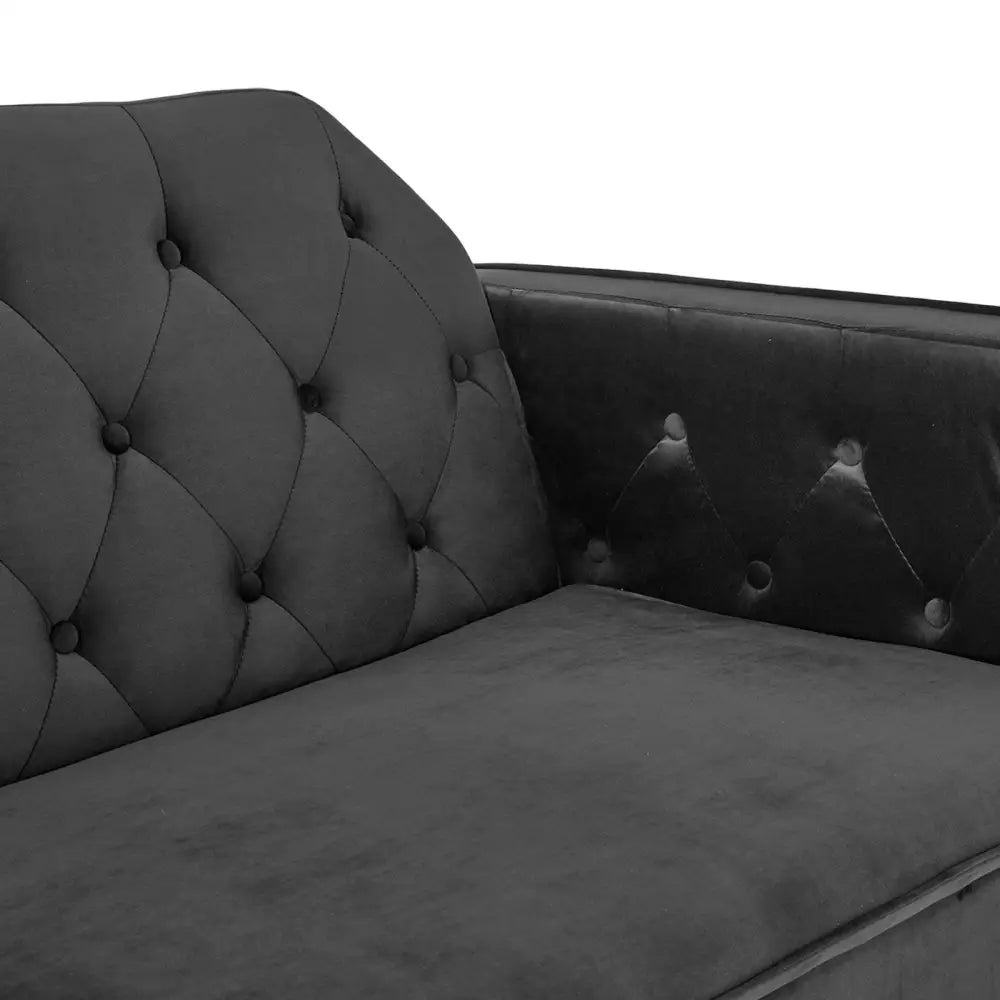 Sarantino Faux Velvet Tufted Sofa Bed Couch Futon - Black - Furniture > Sofas