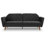 Sarantino Faux Velvet Tufted Sofa Bed Couch Futon - Black - Furniture > Sofas