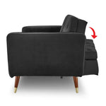 Sarantino Faux Velvet Tufted Sofa Bed Couch Futon - Black - Furniture > Sofas