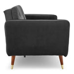 Sarantino Faux Velvet Tufted Sofa Bed Couch Futon - Black - Furniture > Sofas