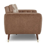 Sarantino Faux Velvet Tufted Sofa Bed Couch Futon - Brown - Furniture > Bar Stools & Chairs > Arm Chairs & Recliners
