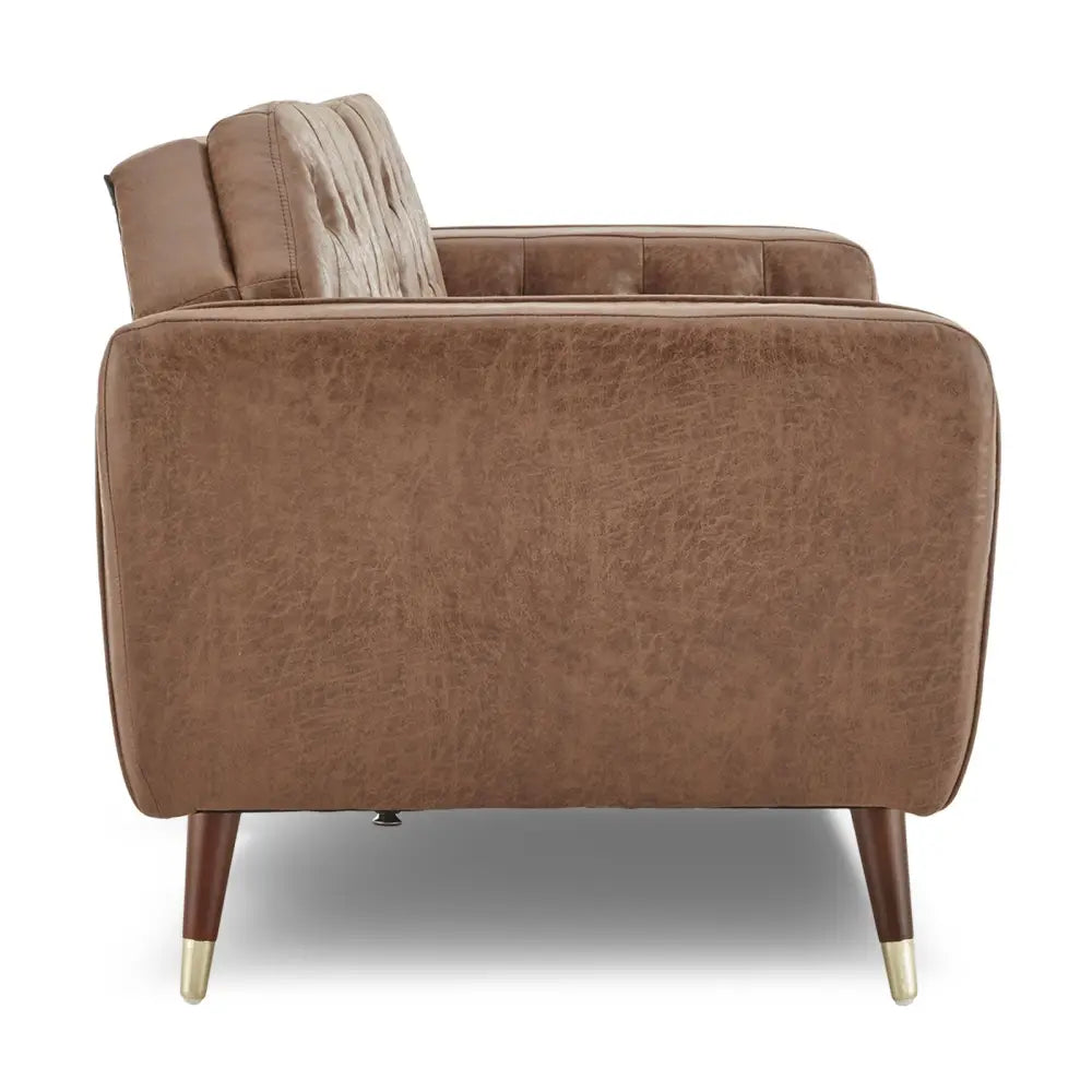 Sarantino Faux Velvet Tufted Sofa Bed Couch Futon - Brown - Furniture > Bar Stools & Chairs > Arm Chairs & Recliners