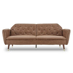 Sarantino Faux Velvet Tufted Sofa Bed Couch Futon - Brown - Furniture > Bar Stools & Chairs > Arm Chairs & Recliners