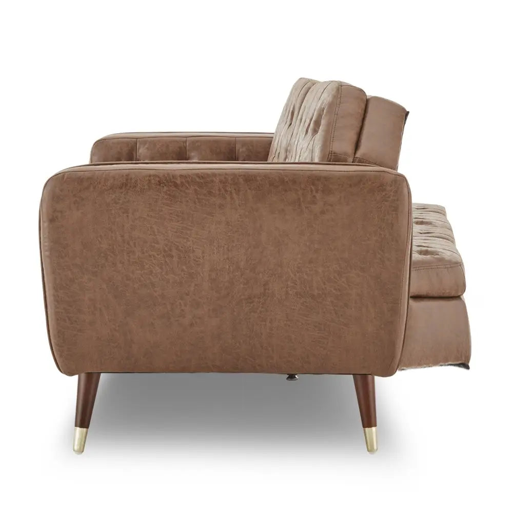 Sarantino Faux Velvet Tufted Sofa Bed Couch Futon - Brown - Furniture > Bar Stools & Chairs > Arm Chairs & Recliners