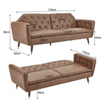 Sarantino Faux Velvet Tufted Sofa Bed Couch Futon - Brown - Furniture > Bar Stools & Chairs > Arm Chairs & Recliners