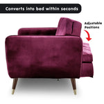 Sarantino Faux Velvet Tufted Sofa Bed Couch Futon - Burgundy - Furniture > Sofas