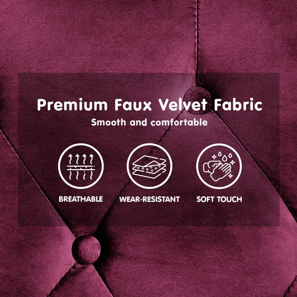 Sarantino Faux Velvet Tufted Sofa Bed Couch Futon - Burgundy - Furniture > Sofas