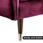 Sarantino Faux Velvet Tufted Sofa Bed Couch Futon - Burgundy - Furniture > Sofas
