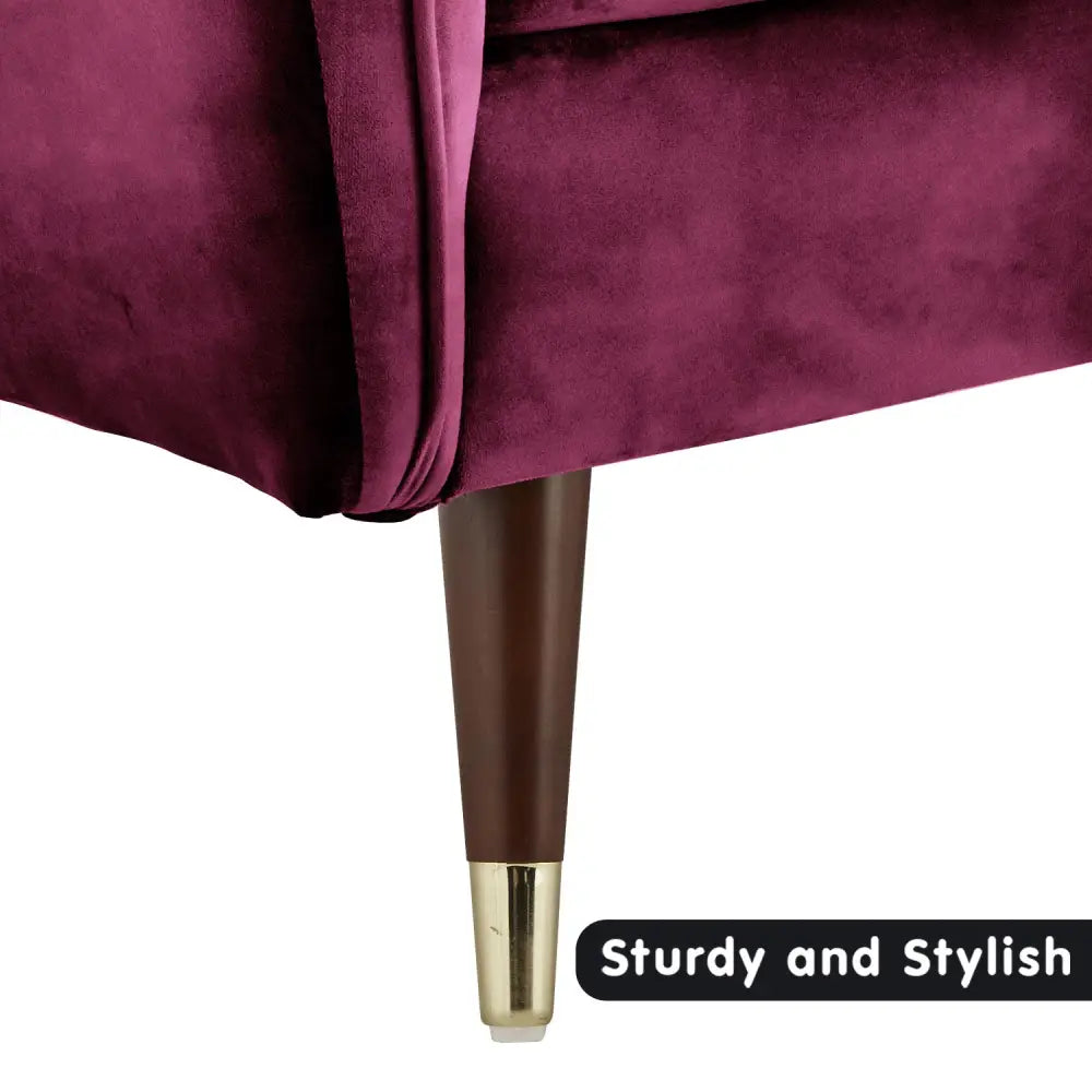 Sarantino Faux Velvet Tufted Sofa Bed Couch Futon - Burgundy - Furniture > Sofas