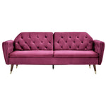 Sarantino Faux Velvet Tufted Sofa Bed Couch Futon - Burgundy - Furniture > Sofas