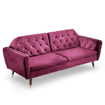 Sarantino Faux Velvet Tufted Sofa Bed Couch Futon - Burgundy - Furniture > Sofas