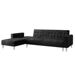 Sarantino Faux Velveteen Corner Wooden Sofa Bed Couch with Chaise Black - Furniture > Sofas