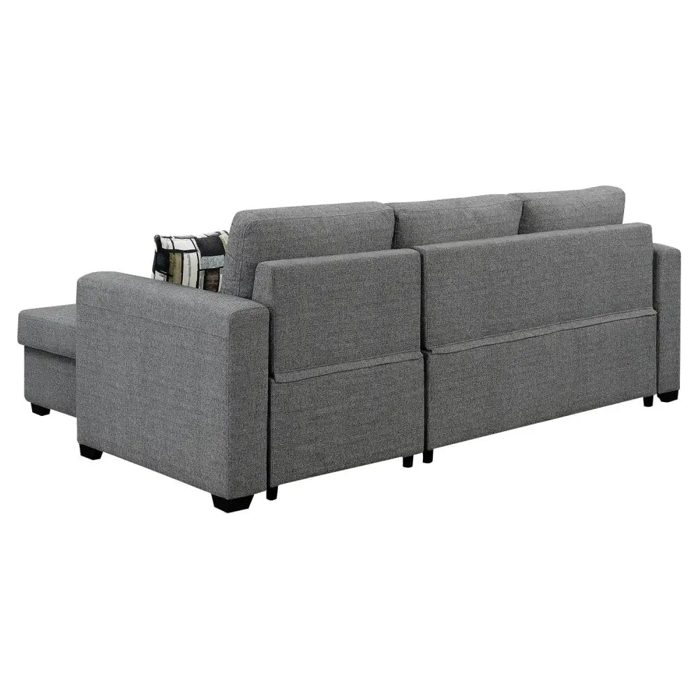 Sarantino Fontana Pullout Sofa Bed with Storage Chaise Lounge - Grey - Furniture > Sofas