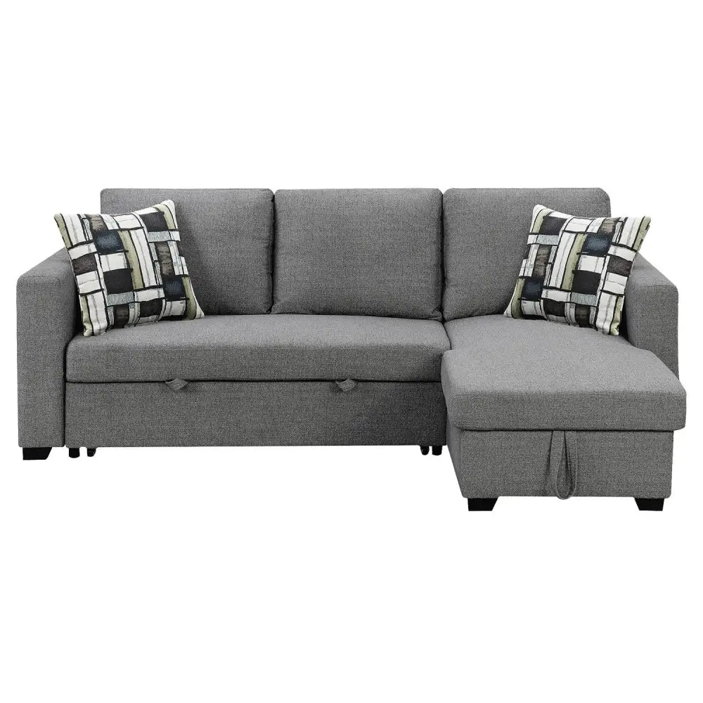 Sarantino Fontana Pullout Sofa Bed with Storage Chaise Lounge - Grey - Furniture > Sofas