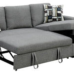 Sarantino Fontana Pullout Sofa Bed with Storage Chaise Lounge - Grey - Furniture > Sofas