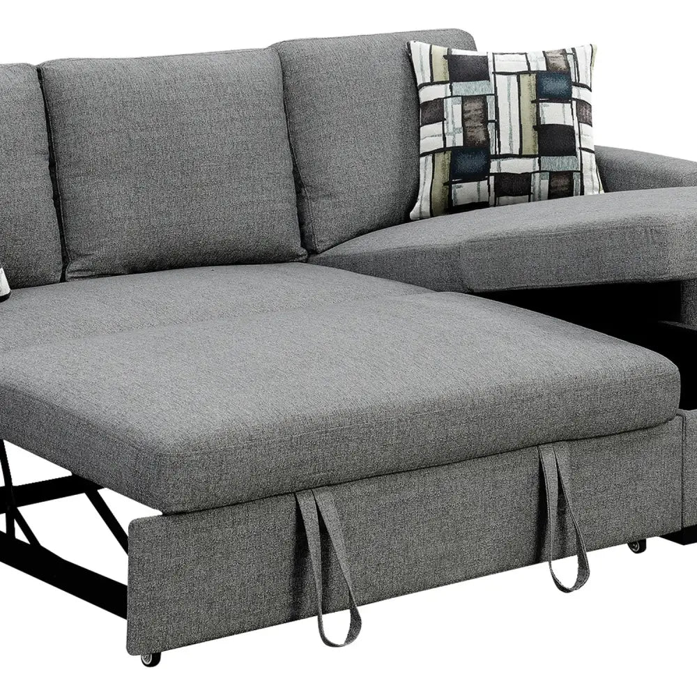 Sarantino Fontana Pullout Sofa Bed with Storage Chaise Lounge - Grey - Furniture > Sofas