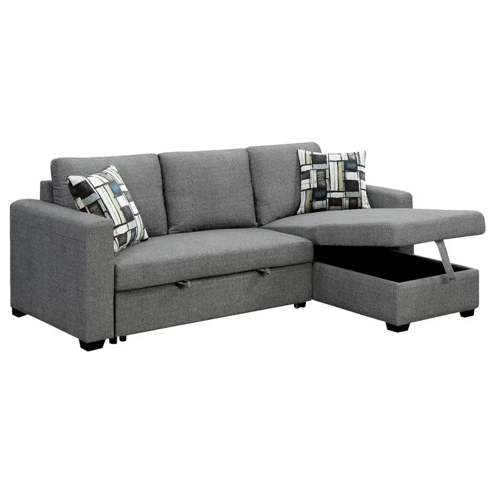 Sarantino Fontana Pullout Sofa Bed with Storage Chaise Lounge - Grey - Furniture > Sofas
