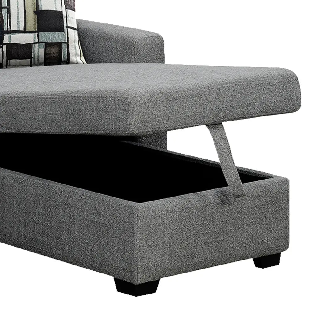 Sarantino Fontana Pullout Sofa Bed with Storage Chaise Lounge - Grey - Furniture > Sofas