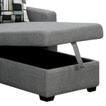Sarantino Fontana Pullout Sofa Bed with Storage Chaise Lounge - Grey - Furniture > Sofas