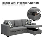 Sarantino Fontana Pullout Sofa Bed with Storage Chaise Lounge - Grey - Furniture > Sofas