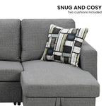 Sarantino Fontana Pullout Sofa Bed with Storage Chaise Lounge - Grey - Furniture > Sofas