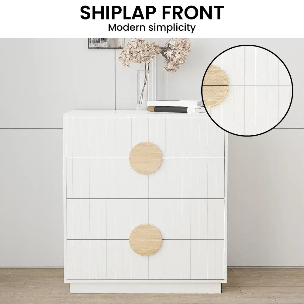Sarantino Gail Chest Of Drawers Tallboy Dresser In White - Furniture > Living Room