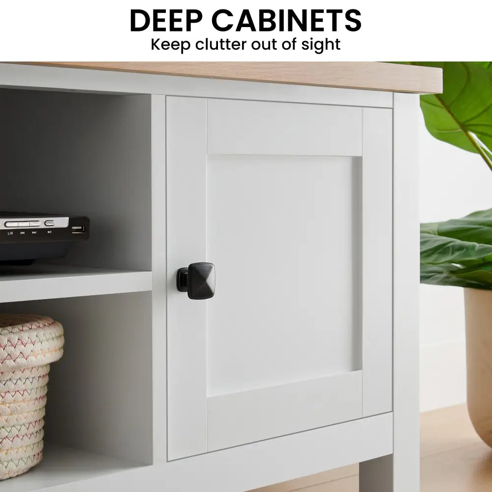 Sarantino Gio Tv Stand - White/natural - Furniture > Living Room