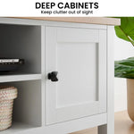 Sarantino Gio Tv Stand - White/natural - Furniture > Living Room