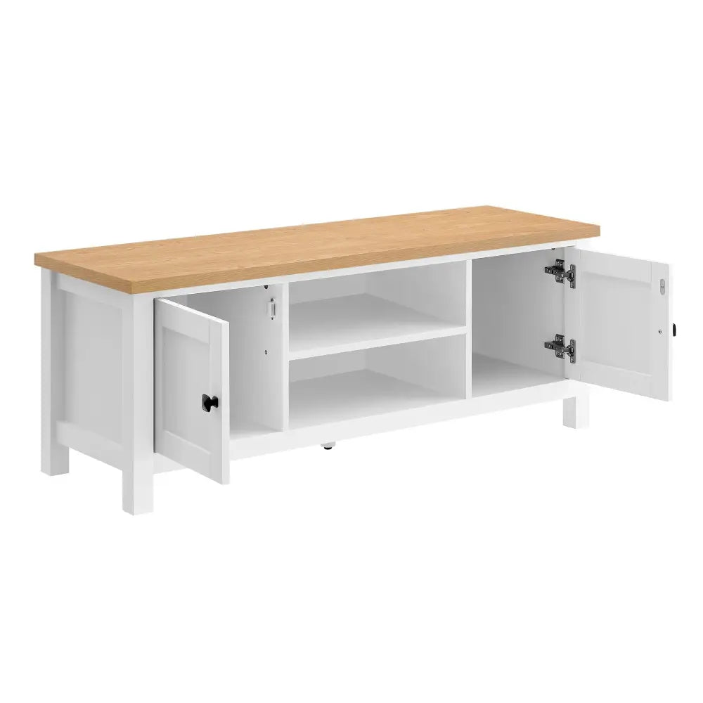 Sarantino Gio Tv Stand - White/natural - Furniture > Living Room