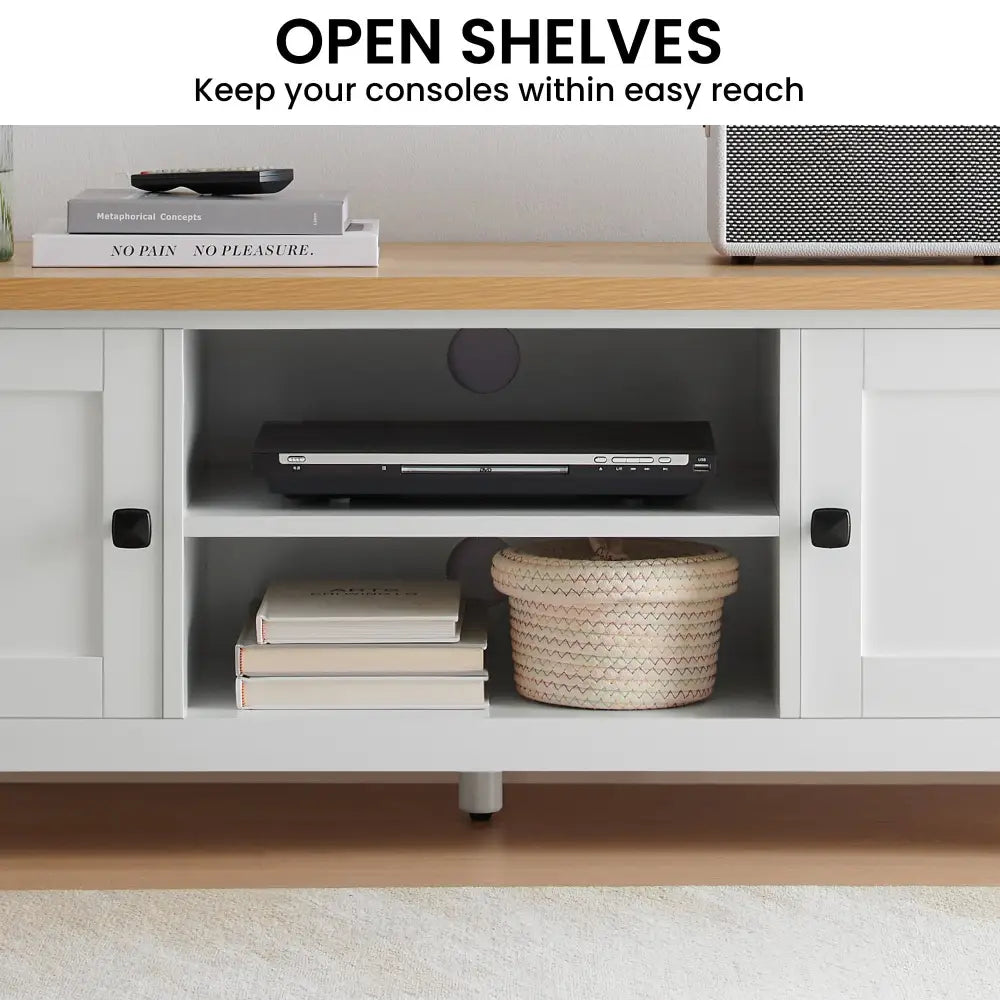 Sarantino Gio Tv Stand - White/natural - Furniture > Living Room