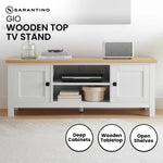 Sarantino Gio Tv Stand - White/natural - Furniture > Living Room