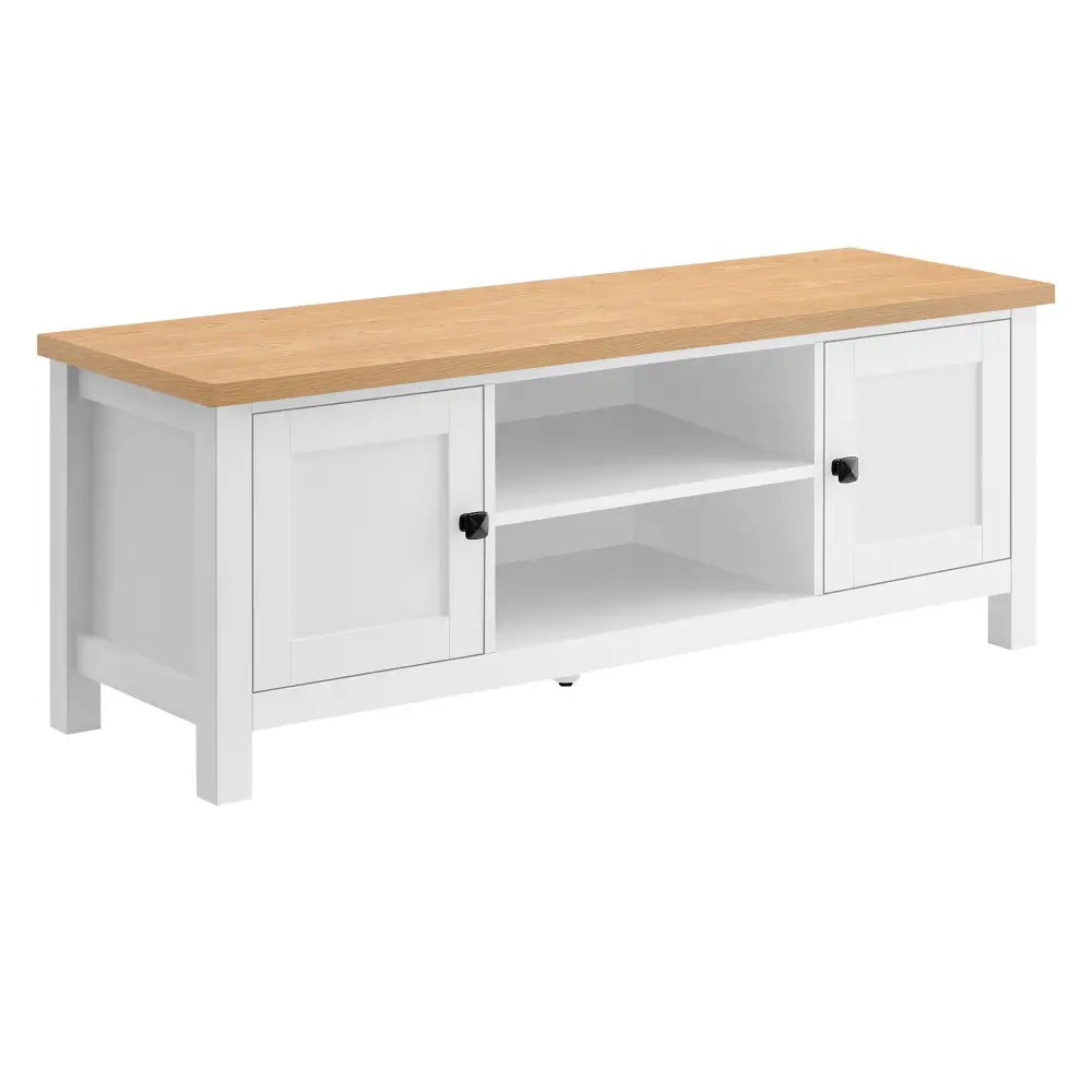 Sarantino Gio Tv Stand - White/natural - Furniture > Living Room