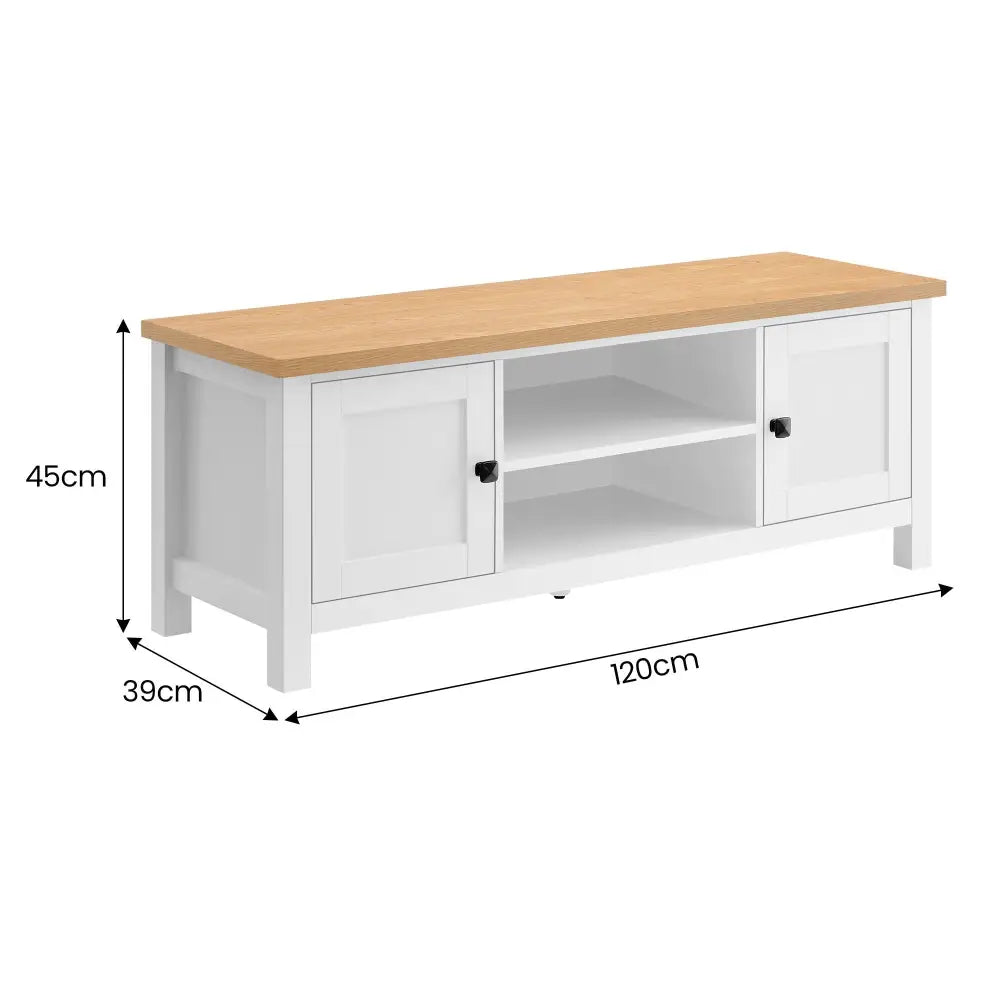 Sarantino Gio Tv Stand - White/natural - Furniture > Living Room
