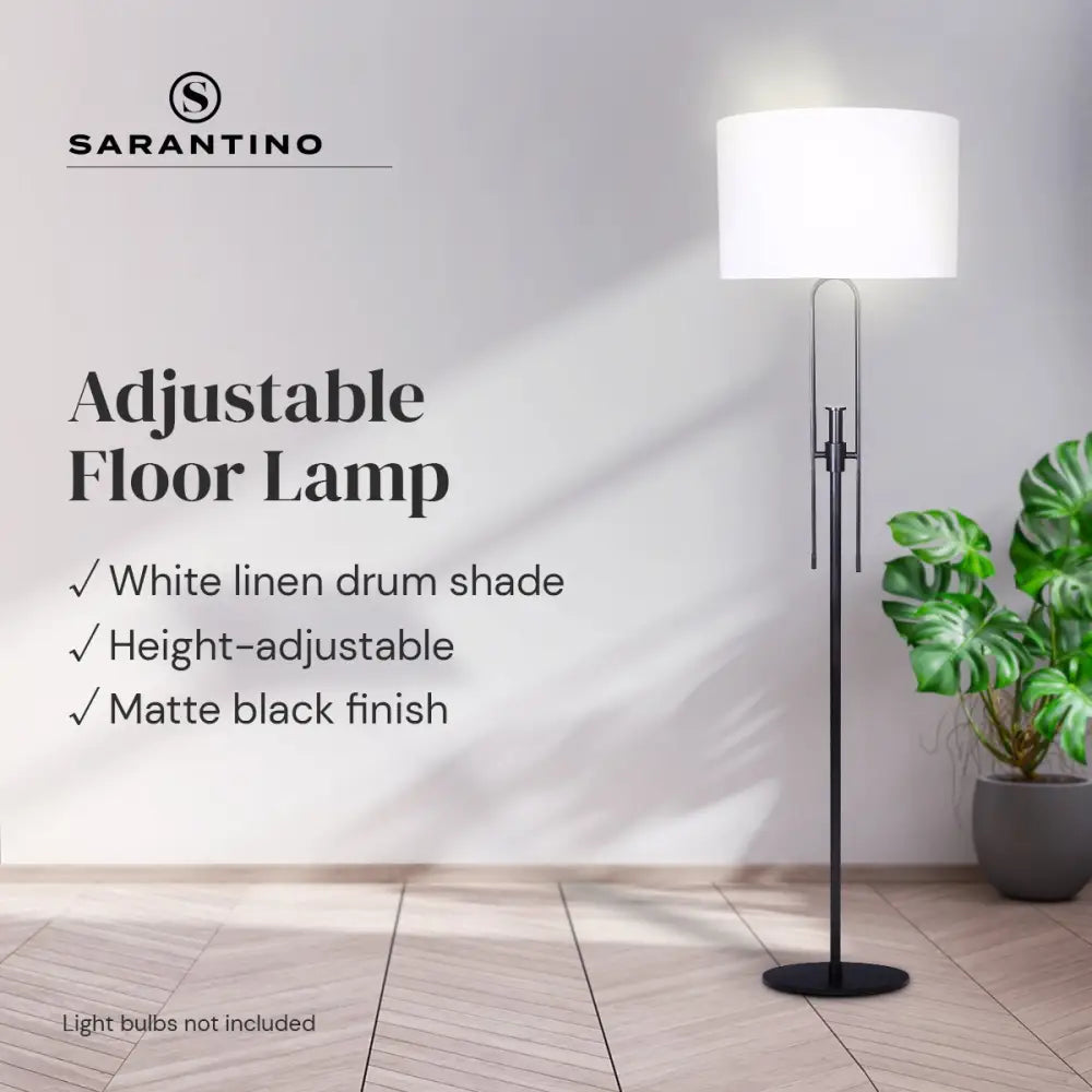 Sarantino Height-Adjustable Metal Floor Lamp Matte Black - Home & Garden > Lighting
