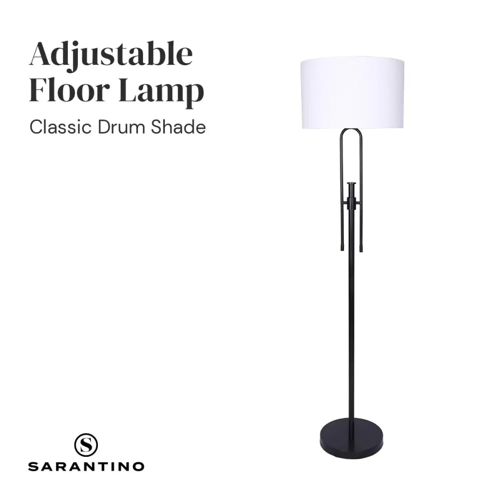 Sarantino Height-Adjustable Metal Floor Lamp Matte Black - Home & Garden > Lighting