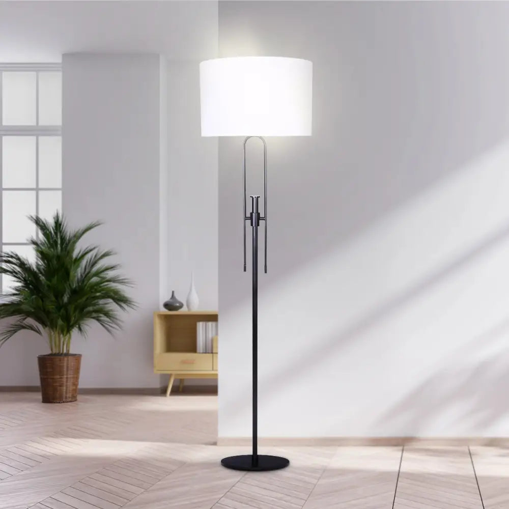 Sarantino Height-Adjustable Metal Floor Lamp Matte Black - Home & Garden > Lighting