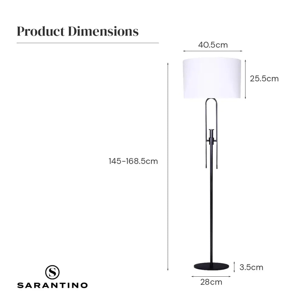 Sarantino Height-Adjustable Metal Floor Lamp Matte Black - Home & Garden > Lighting