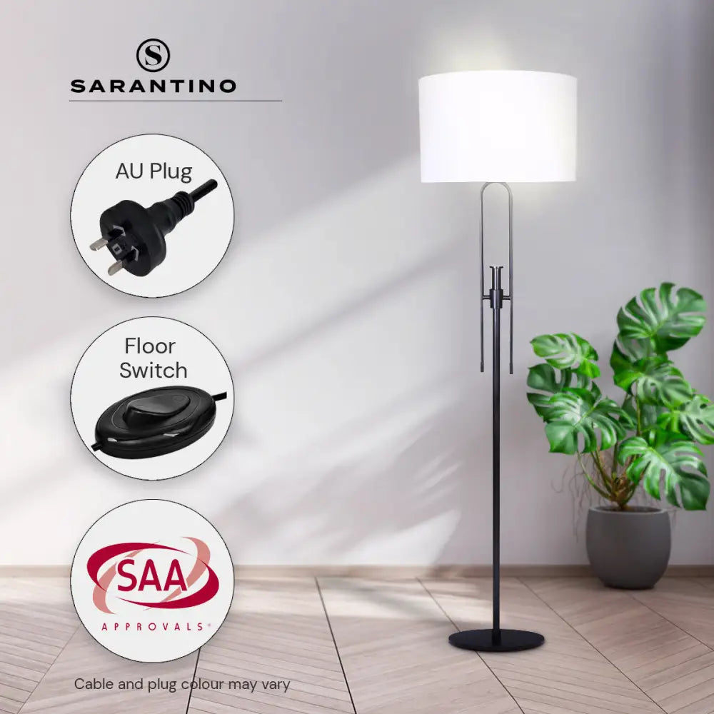 Sarantino Height-Adjustable Metal Floor Lamp Matte Black - Home & Garden > Lighting