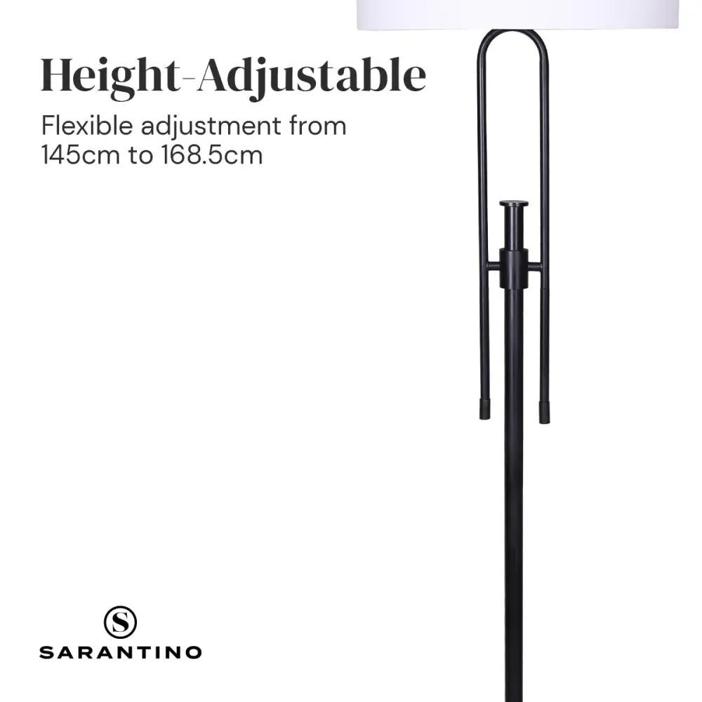 Sarantino Height-Adjustable Metal Floor Lamp Matte Black - Home & Garden > Lighting