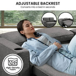 Sarantino Hoffman Linen Dark Grey Convertible Sofa Bed Couch Lounge With Cushions Cupholders Scandinavian-style Wooden