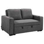 Sarantino Hoffman Linen Dark Grey Convertible Sofa Bed Couch Lounge With Cushions Cupholders Scandinavian-style Wooden