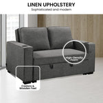 Sarantino Hoffman Linen Dark Grey Convertible Sofa Bed Couch Lounge With Cushions Cupholders Scandinavian-style Wooden