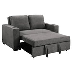 Sarantino Hoffman Linen Dark Grey Convertible Sofa Bed Couch Lounge With Cushions Cupholders Scandinavian-style Wooden
